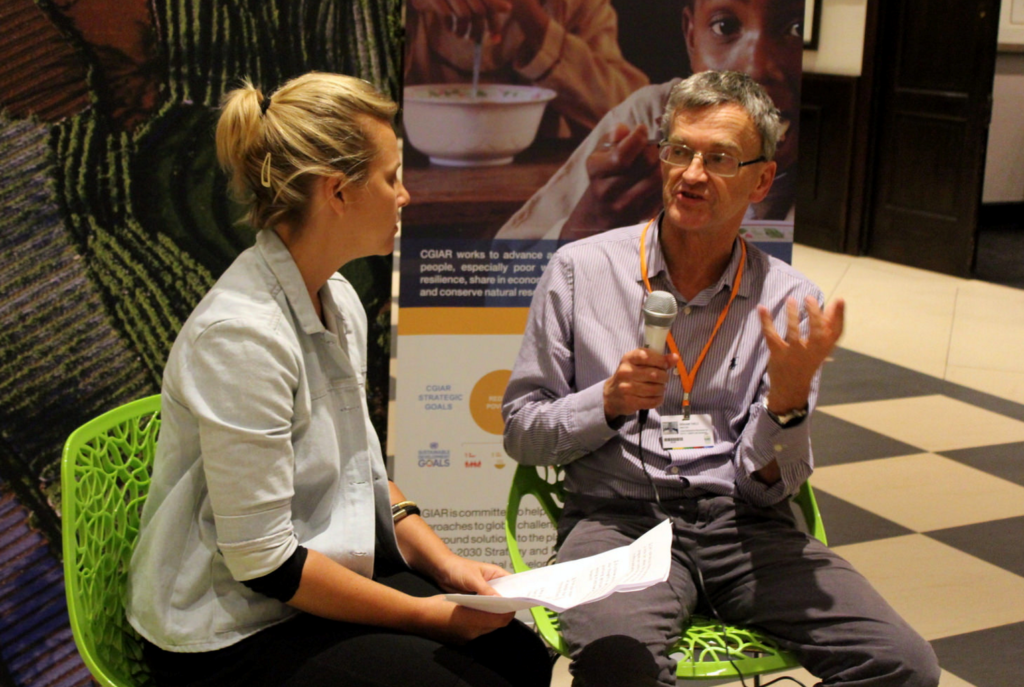 Graham Thiele, Director of the CGIAR Research Program on Roots, Tubers & Bananas being interviewed at GCARD3