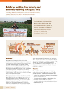 Potato for nutrition, food security, and economic wellbeing in Haryana, India. Project profile.