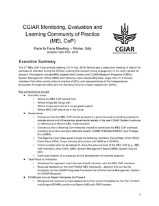 CGIAR Monitoring, Evaluation and Learning Community of Practice - Summary - 2nd Face to Face Meeting 2016