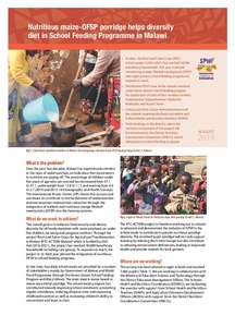 Nutritious maize-OFSP porridge helps diversity diet in school feeding programme in Malawi.