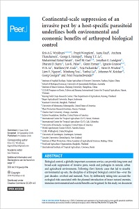 Continental-scale suppression of an invasive pest by a host-specific parasitoid underlines both environmental and economic benefits of arthropod biological control