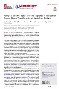 Nanopore-based complete genome sequence of a Sri Lankan cassava mosaic virus (Geminivirus) strain from Thailand