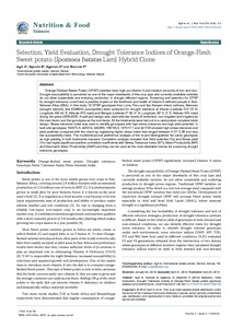 Selection, yield evaluation, drought tolerance indices of orange-flesh sweet potato (Ipomoea batatas Lam) hybrid clone.