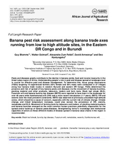 Banana pest risk assessment along banana trade axes running from low to high altitude sites, in the Eastern DR Congo and in Burundi