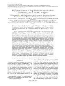 Biophysical potential of crop residues for biochar carbon sequestration, and co-benefits, in Uganda