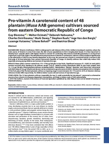 Pro-vitamin A carotenoid content of 48 plantain (Musa AAB genome) cultivars sourced from eastern Democratic Republic of Congo
