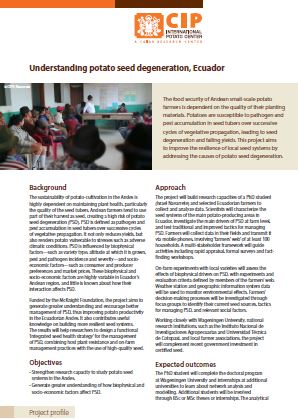 Understanding potato seed degeneration, Ecuador. Project profile.