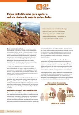 Papas biofortificadas para ayudar a reducir niveles de anemia en los Andes. Perfil del proyecto.