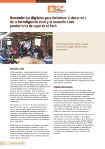 Herramientas digitales para fortalecer el desarrollo de la investigacion rural y la asesoria a los productores de papa en el Peru. Perfil del proyecto.