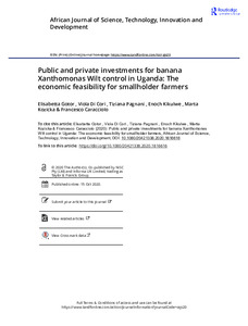 Public and private investments for banana Xanthomonas Wilt control in Uganda: The economic feasibility for smallholder farmers