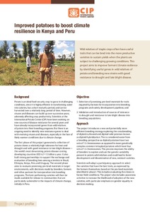 Improved potatoes to boost climate resilience in Kenya and Peru. Project profile.