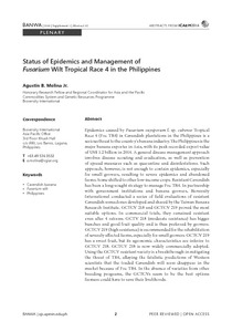 Status of epidemics and management of Fusarium Wilt Tropical Race 4 in the Philippines