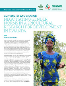 Continuity and change: Negotiating gender norms in agricultural research for development in Rwanda