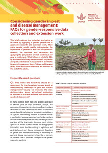 Considering gender in pest and disease management: FAQs for gender-responsive data collection and extension work