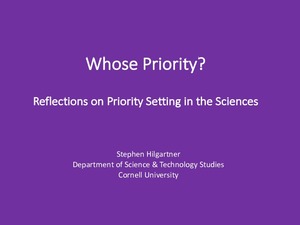 Whose priority? Reflections on priority setting in the sciences
