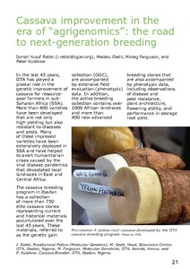 Cassava improvement in the era of "agrigenomics": the road to nextgeneration breeding.
