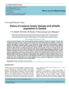 Status of cassava mosaic disease and whitefly population in Zambia