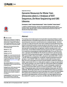 Genomic resources for water yam (Dioscorea alata L.): analyses of EST sequences, De Novo sequencing and GBS libraries
