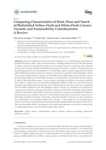 Comparing characteristics of root, flour and starch of biofortified yellow-flesh and white-flesh cassava variants, and sustainability considerations: a review