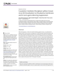 S-acylation mediates Mungbean yellow mosaic virus AC4 localization to the plasma membrane and in turns gene silencing suppression