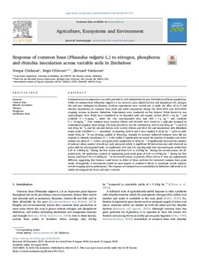 Response of common bean (Phaseolus vulgaris L.) to nitrogen, phosphorus and rhizobia inoculation across variable soils in Zimbabwe