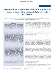 Genome-wide association study of resistance to cassava green mite pest and related traits in cassava