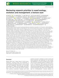 Reviewing research priorities in weed ecology, evolution and management: a horizon scan