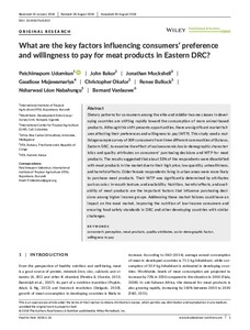 What are the key factors influencing consumers' preference and willingness to pay for meat products in eastern DRC?