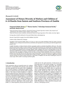 Assessment of dietary diversity of mothers and children of 6-24 months from eastern and southern provinces of Zambia