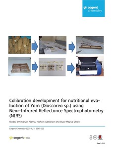 Calibration development for nutritional evaluation of Yam (Dioscorea sp.) using Near-Infrared Reflectance Spectrophotometry (NIRS)