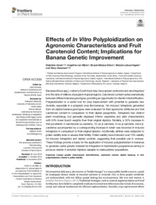 Effects of in vitro polyploidization on agronomic characteristics and fruit carotenoid content; implications for banana genetic improvement