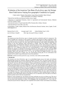 Evaluation of the American yam bean (Pachyrhizus spp.) for storage root yield across varying eco-geographic conditions in Uganda