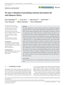 Ex‐ante evaluation of promising soybean innovations for sub‐Saharan Africa