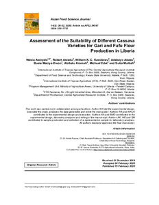 Assessment of the suitability of different cassava varieties for gari and fufu flour production in Liberia