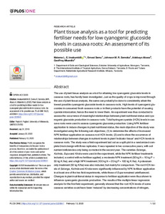 Plant tissue analysis as a tool for predicting fertiliser needs for low cyanogenic glucoside levels in cassava roots: an assessment of its possible use