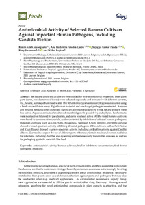 Antimicrobial activity of selected banana cultivars against important human pathogens, including candida biofilm