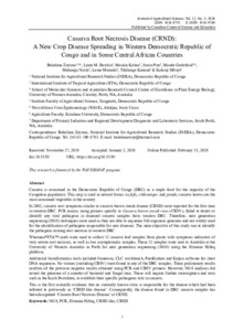 Cassava Root Necrosis Disease (CRND): a new crop disease spreading in western Democratic Republic of Congo and in some central African countries