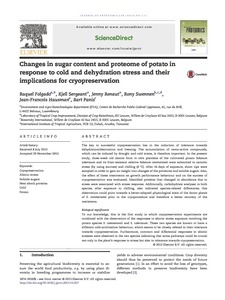 Changes in sugar content and proteome of potato in response to cold and dehydration stress and their implications for cryopreservation