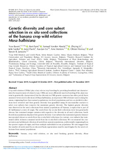 Genetic diversity and core subset selection in ex situ seed collections of the banana crop wild relative Musa balbisiana