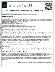 The effect of banana Xanthomonas wilt on beer-banana value chains in Central Uganda: an exploratory study