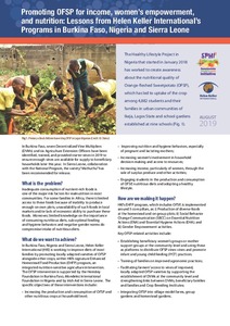 Promoting OFSP for income, women’s empowerment, and nutrition: Lessons from Helen Keller International’s Programs in Burkina Faso, Nigeria and Sierra Leone.