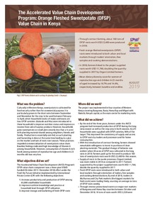 The accelerated value chain development program: orange fleshed sweetpotato (OFSP) value chain in Kenya.