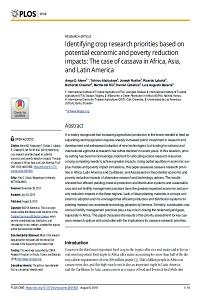 Identifying crop research priorities based on potential economic and poverty reduction impacts: The case of cassava in Africa, Asia, and Latin America