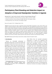 Participatory plant breeding and selection impact on adoption of improved sweetpotato varieties in Uganda.