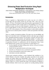 Enhancing potato seed production using rapid multiplication techniques.