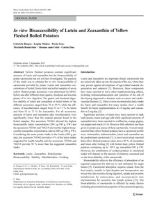 In vitro bioaccessibility of Lutein and Zeaxanthin of yellow fleshed boiled potatoes.