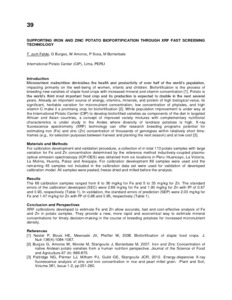 Supporting iron and zinc potato biofortification through xrf fast screening technology.