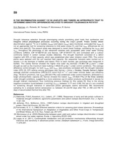 Is the discrimination against 13C in leaflets and tubers an appropiate trait to determine genotypic differences related to drought tolerance in potato?