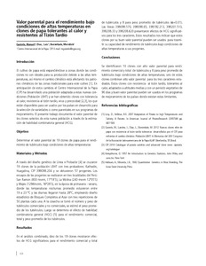 Valor parental para el rendimiento bajo condiciones de altas temperaturas en clones de papa tolerantes al calor y resistentes al tizon tardio.