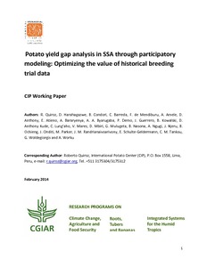 Potato yield gap analysis in SSA through participatory modeling: Optimizing the value of historical breeding trial data.